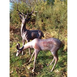Aluminium <b>Deer</b> Statues Outdoor <b>Garden</b> Decoration Simple Style Animal Sculpture Bronze Reindeer Set for Yard Landscaping - Product Image 6