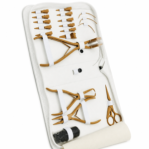 Kit d'outils pour extensions de cheveux en acier doux AB Premium Gold avec pinces, aiguille à crochet et accessoires (style noir) - Product Image 2