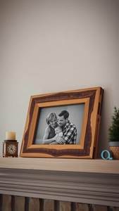 Handmade Rustic Wooden Photo Frame Rectangular Vertical Tabletop Decor With Natural <b>Wood</b> <b>Slice</b> Border - Product Image 2