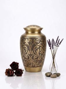 Brass Engraved Cremation Urn Adult <b>Memorial</b> Urn for Human Ashes Handcrafted Funeral Burial Urn - Product Image 3