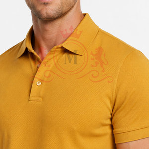Men's Mustard <b>Yellow</b> Short Sleeve <b>Polo</b> <b>Shirt</b> Solid Color Cotton Made Knitted Casual Wear <b>Polo</b> <b>Shirt</b> - Product Image 6