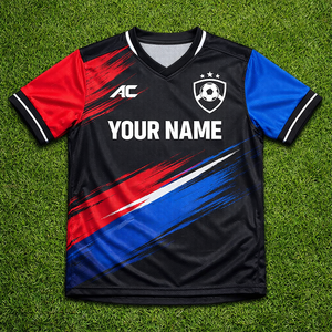 เสื้อฟุตบอลทีมแข่งขันแบบสั่งทำพิเศษ ไซส์ใหญ่ แห้งเร็ว ระบายอากาศได้ดี ผ้าโพลีเอสเตอร์ 100% ปักลายตามสั่ง - Product Image 1