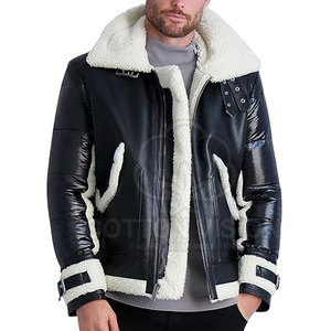 <b>Men</b> Classic <b>Shearling</b> Leather <b>Jacket</b> Heavy Winter <b>Jacket</b> OEM Factory <b>Men</b> Vintage <b>Shearling</b> <b>Jacket</b> - Product Image 1