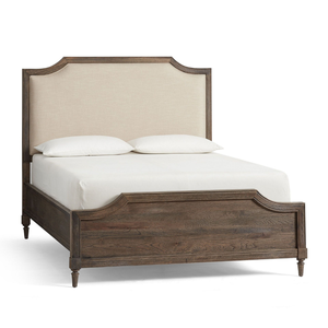 Cama Queen Tradicional con Cabecera Tapizada, Estructura de Madera Sólida, Diseño Suave - Product Image 1