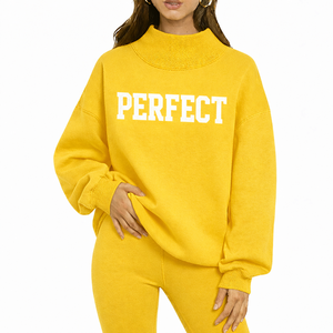 Sweat-shirt à col montant pour femme, tissu polaire chaud, vêtements décontractés d'hiver, col montant, logo personnalisé, service OEM ODM - Product Image 1
