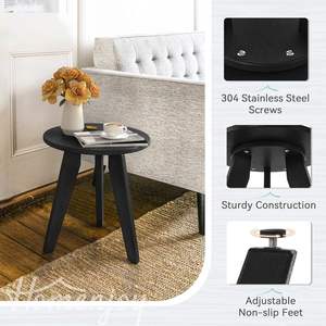 Mesa Auxiliar Moderna Negra para Exteriores, Base Redonda de Trípode, Resistente a la Intemperie, Diseño Contemporáneo para Patio, Terraza o Porche - Product Image 2