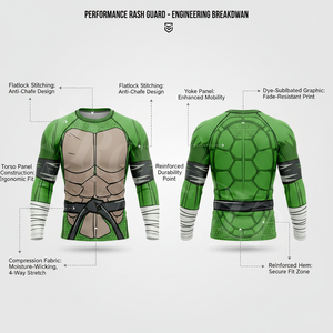 เสื้อคอมเพรสชั่นพิมพ์ลายแบบกำหนดเอง แขนยาว ป้องกันการระคายเคือง สำหรับกีฬา BJJ No GI อเนกประสงค์ ผลิตจากโพลีเอสเตอร์ - Product Image 2