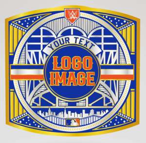 Cinturón de Campeonato de Lucha Libre de los New York Mets, Correa Negra, Metal Azul y Dorado, Cuatro Placas Laterales, Personalizable, Equipo Deportivo - Product Image 3