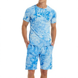 Men Summer <b>Set</b> casual two piece outfit for warm weather daily use made for men who prefer easy simple relaxed wear style - Product Image 1