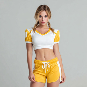 เสื้อครอปคอวีลายฟุตบอลอเมริกันสำหรับผู้หญิง เสื้อครอปท็อปฟุตบอลอเมริกันสำหรับผู้หญิง สามารถสั่งทำชื่อทีมได้ เสื้อครอปท็อปฟุตบอลอเมริกัน - Product Image 6