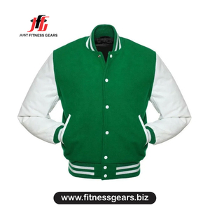 เสื้อแจ็คเก็ตวาร์ซิตี้สีเขียวขาวสำหรับผู้ชาย สไตล์พรีปปี้ ปกคอพับ ทรงปกติ เหมาะสำหรับใส่ในฤดูใบไม้ร่วง - Product Image 3