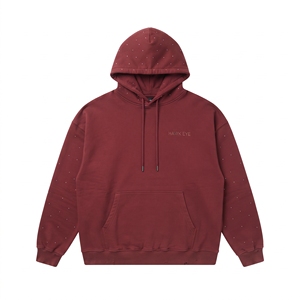 <b>Men's</b> <b>Sweatshirt</b> <b>Red</b> Cotton Shiny Sleeve Rhinestone Hoodie Custom Cotton Pullover Streetwear Fashion Winter <b>Sweatshirt</b> - Product Image 4
