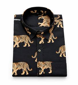 Chemise décontractée pour homme en tricot batik imprimé tigre noir, manches courtes, col rabattu, respirante, séchage rapide, écologique, été - Product Image 3
