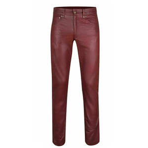 PIHA SPORTS Men's Leather Pants Straight Leg High Waist Flat Front Casual <b>Trousers</b> <b>Waterproof</b> Breathable Zipper Fly Outdoor - Product Image 2