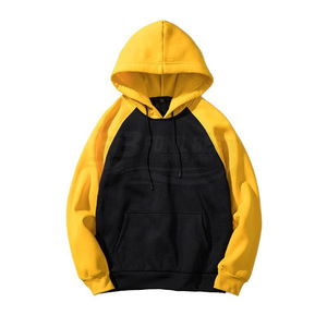 เสื้อฮู้ดแขนแร็กแลนสีส้มดำสำหรับผู้ชาย ทรงปกติ สวมใส่สบาย สีพื้น ผ้าฝ้ายเฟรนช์เทอร์รี่ บริการ OEM - Product Image 3