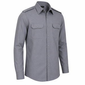 Camisa de Uniforme Personalizada para Hombre con Logo, Manga Larga, Epaulettes, Bolsillos con Solapa en el Pecho, Camisa Formal de Guardia de Seguridad, Camisa con Epaulettes - Product Image 3