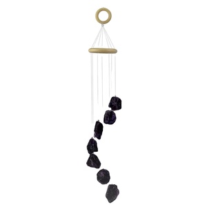 High quality wind chime natural <b>Raw</b> Black agate <b>Raw</b> Rough Stone Wind Chime Healing <b>Crystal</b> minerals Wind chime Home Decoration - Product Image 1