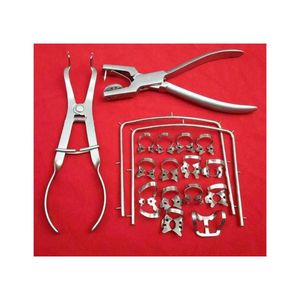 Dental Rubber Dam Kit with Complete Isolation Instrument Set Including Rubber Dam <b>Frame</b> Punch <b>Clamp</b> Forceps Assorted <b>Clamps</b> - Product Image 1