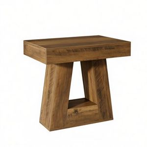 Tavolino Moderno Mid-Century per Camera da Letto, Lussuoso Tavolo Antico in Legno Massello di Mango e Pino con Dettagli in Acciaio Inossidabile per Arredamento Appartamento - Product Image 2
