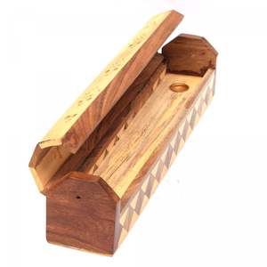 Handcrafted Wooden Incense Stick Holder <b>Box</b> with <b>Floral</b> Cutwork Design - Product Image 3