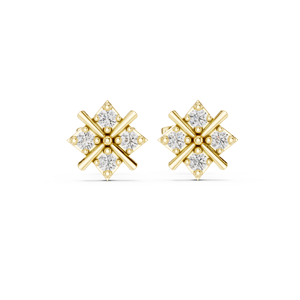 Pendientes de Diamantes Cultivados en Laboratorio con Corte Redondo, Oro Sólido de 14K/18K, Diseño Cruzado con Cuatro Piedras, 0.30CT DEF VVS, Joyería Fina para Uso Diario, ODM - Product Image 3