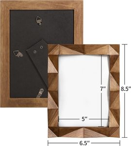 den Farmhouse <b>5</b> <b>x</b> 7 Photo <b>Frame</b> Handmade Carved Design with Rustic Walnut-colored Finish Gifts - Product Image 2