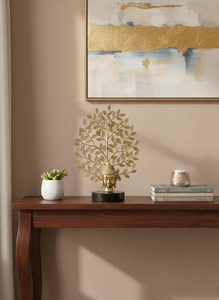 Sculpture d'arbre en métal exclusive avec base en bois, élégante décoration moderne pour la maison, pièce maîtresse pour le salon, le bureau ou une étagère. - Product Image 6