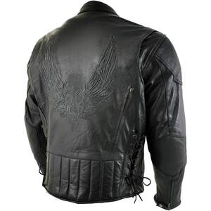 Chaqueta de Cuero Negra Premium Flying Mayhem Skull para Hombre 2025, Protección con Armadura CE para Motociclismo y Carreras de Autos - LKM7009 - Product Image 1