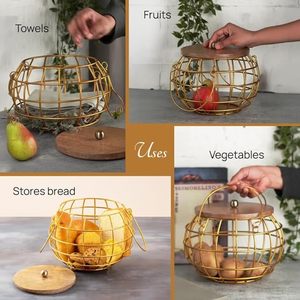 Cesta de hierro para ropa sucia, cesta de hierro para frutas, cesta de hierro para verduras, cesta organizadora de cocina de hierro - Product Image 2