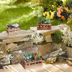 Juego de 3 macetas de madera con diseño de cerca y lámina metálica, ecológicas, para decoración de jardín, balcón y alféizar de ventana, hechas en Vietnam - Product Image 3
