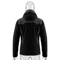 Veste de ski imperméable à capuche pour homme, style sportif noir, vêtements d'extérieur d'hiver, fermeture éclair en polyester, coupe régulière