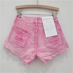 ZHEZHE 2024 Novedad de Verano: Shorts Vaqueros Anchos de Mujer con Borlas y Desgastes, de Cintura Baja y Estilo Urbano - Product Image 2