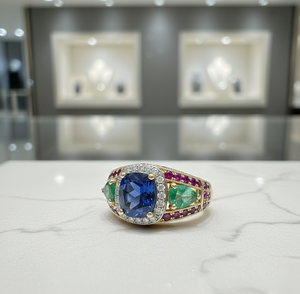 Anillo de Plata de Ley 925 con 6 Piedras, Chapado en Oro de 18K, con Gemas Mixtas, Hecho a Mano, Regalo de Joyería - Product Image 6