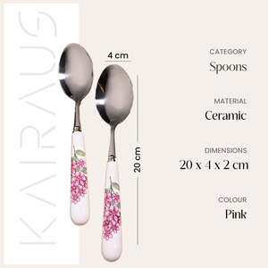 ชุดช้อนเซรามิก Lilac Grace จำนวน 4 ชิ้น ช้อนโลหะขนาดเล็กเกรดเชิงพาณิชย์ สำหรับชา กาแฟ และอาหาร สำหรับโรงแรม - Product Image 4