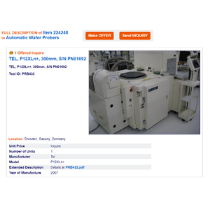 Machine de sondage de wafers TEL P-12XLn+ - Équipement et pièces semi-conductrices de renommée mondiale - Product Image 4