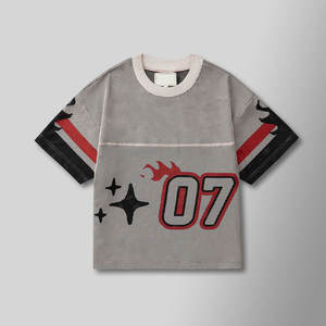 T-shirt Streetwear Personnalisé à Prix Raisonnable 2026 – T-shirt de Football Américain Col V Coupe Boxy Entièrement Imprimé - Product Image 1