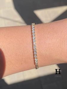 Bracelet hybride pour homme, style tennis et chaîne cubaine, demi-diamant, demi-chaîne en or - Product Image 3