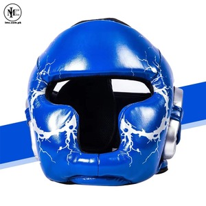 Protector de Cabeza de Boxeo de Cuero PU Azul con Diseño de Estampado Agrietado, Casco Deportivo Protector para Adultos, Unisex, Uso Universal - Product Image 3