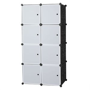 Organizzatore a 8 Cubi Bianco, Scaffali Impilabili in Plastica, Armadio Modulare Multifunzionale, Guardaroba Portatile Appendibile - Product Image 4