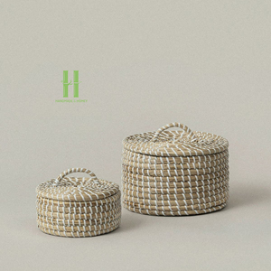 BEST SELLER Handwoven Seagrass <b>Basket</b> with Handle Natural <b>Wicker</b> <b>Storage</b> <b>Basket</b> Eco-Friendly Home Decor Vietnam Supplier OEM - Product Image 6