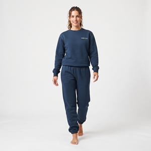 Conjunto Deportivo para Mujer Hawk Eye, Sudadera y Pantalones de Chándal Azul Marino, Cuello Redondo, Color Sólido, Corte Regular - Product Image 3