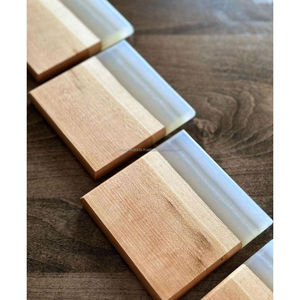 Juego de posavasos de madera de resina rústica, posavasos redondo y cuadrado para bebidas, posavasos de té, portavasos, comedor, Decoración de cocina elegante - Product Image 1