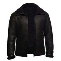 Nouvelle veste en cuir shearling B3 pour homme, en peau de mouton, écologique, coupe-vent, confortable, doublée de fourrure sherpa, veste bomber d'hiver
