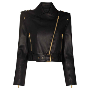 Chaqueta de cuero genuino de vaca negra de alta calidad para hombre con logotipo frontal personalizado, transpirable y ecológica, para invierno, en venta. - Product Image 1