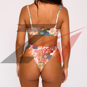 OEM Upgraded Fabrics <b>V</b> <b>String</b> Bikini for Women Quick Dry Bottom <b>Thong</b> Swimsuits for Women Elasticity Nylon Swimwear Plus Sized - Product Image 5