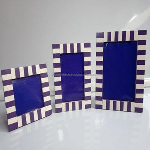 Marco de Fotos de Madera Ajustable Hecho a Mano con Incrustaciones de Resina con Motivo Geométrico Morado, Adorno Decorativo Artístico Moderno para el Hogar - Product Image 2