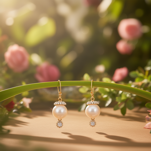Elegant Matte Jhumka Earrings-Ethnic Classic Pearl & Diamond Design for Wedding Party Gift - Product Image 3