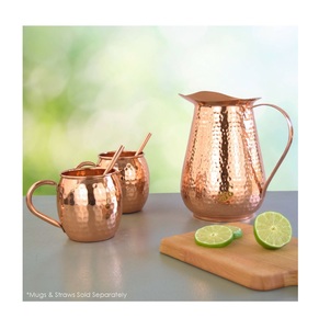 Handmade Copper Hammered Jug Set with 2 Tumblers Vintage Style <b>Heat</b> Resistant Party Drinkware - Product Image 3