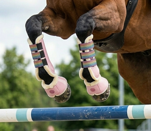 Bottes d'équitation antichoc en similicuir premium, doublées de fourrure douce et rembourrées, avec sangles Velcro à paillettes, équipement d'équitation - Product Image 4