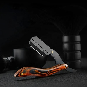 OEM Logo High Quality Stainless Steel Straight Razor <b>Men</b> Custom Wholesale Plastic Handle Foldable Clean Barber Beard Shaving - Product Image 3